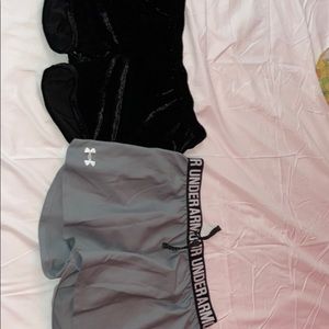 black velvet shorts and under armor shorts
